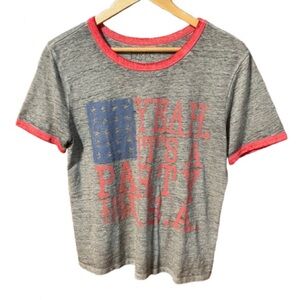 Lyric Culture Red Label USA Patriotic Gray and Red T-Shirt Size XL